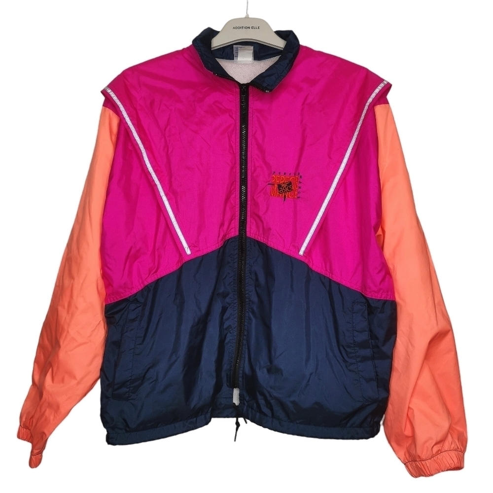Vintage ASICS Tri-colour windbreaker, Retro , Neon